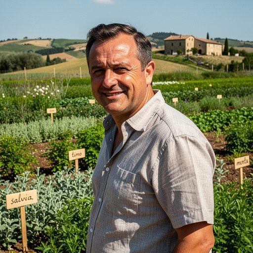 Una persona che versa tè in una tazza decorativa circondata da ingredienti naturali.