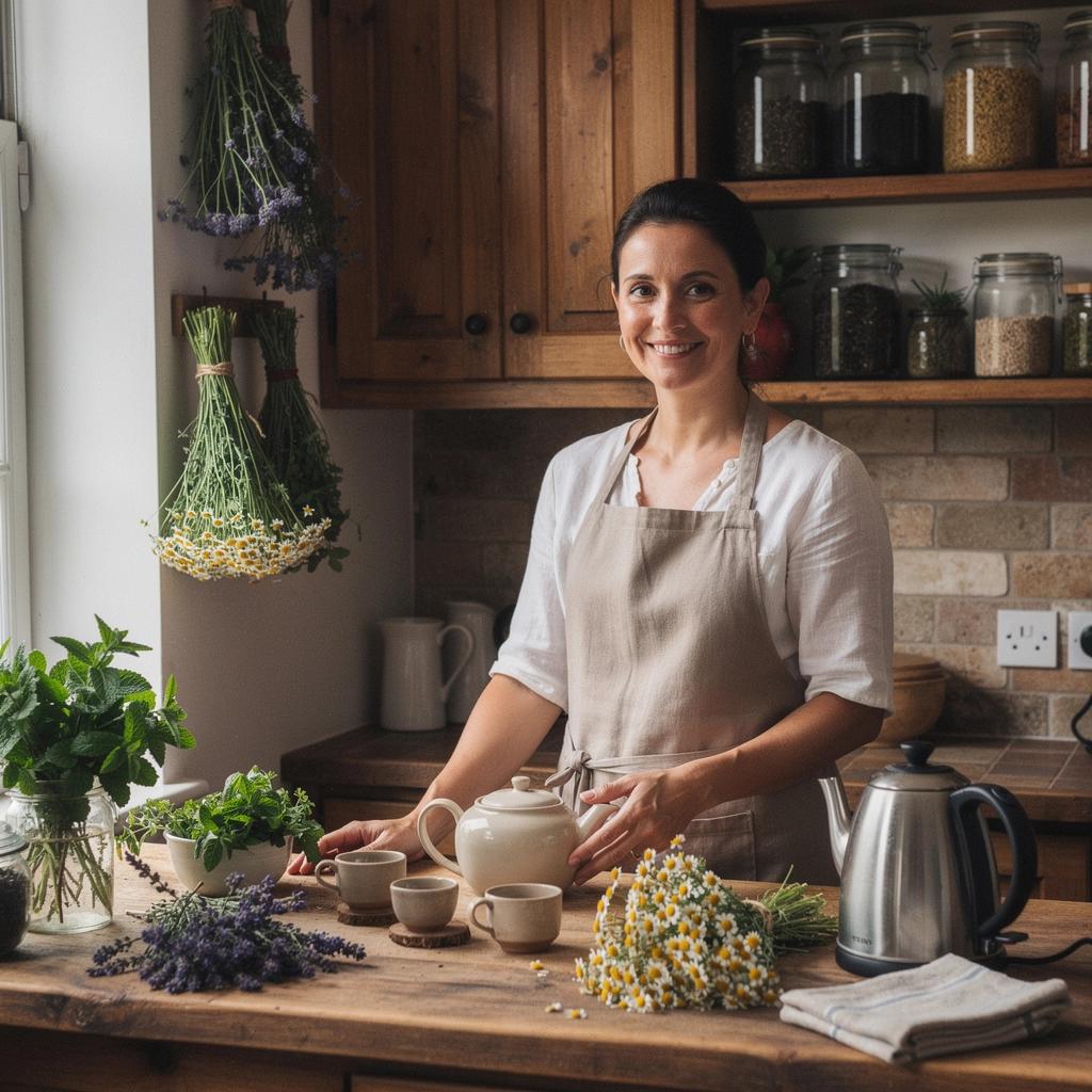 Un giardino di erbe aromatiche con piante utilizzate per infusi tè salutari.